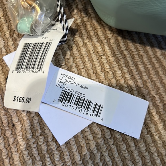 NWT THACKER le bucket mini leather satchel in mint brushed gold - Picture 5 of 14